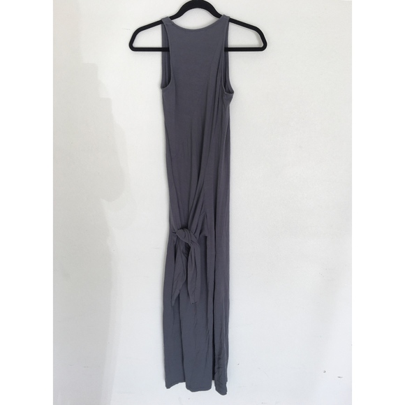 Renard Basic Long Gray Maxi Dress Tie Back - Picture 3 of 5